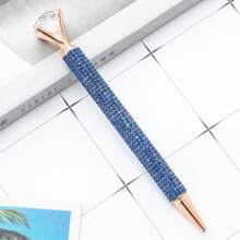 1pc Diamond Design Ballpoint Pen With Rhinestone Decoration, Rotating Crystal Diamond Pen, Gift Stationery For Girls And Students