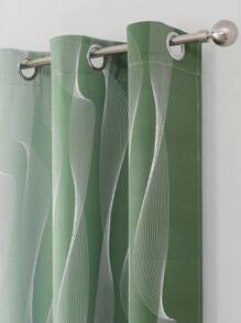 2 Pcs Light Blocking Heat Insulation Window Curtain Panels, Modern 3D Line Print Design, Green & White Ombre Color, Suitable For Living Room, Bedroom, Dining Room, Kids Room, Home Decor, Room Darkening