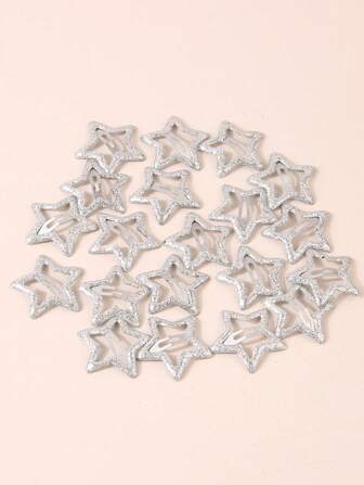 20pcs Women Glowing Silver Star Hair Clips, Hair Accessories Including Bangs Clips, Luminous Hair Clips For Concerts & Parties Claw Clips Hair Claws Hair Barrettes, School Stuff