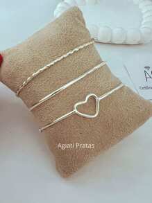 Kit 3 Braceletes em Prata 925 legitima