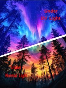 极光森林 UV 反应挂毯巫术嬉皮士壁挂波西米亚曼陀罗艺术美学房间墙壁装饰天花板装饰 - 彩色 - 查看 3