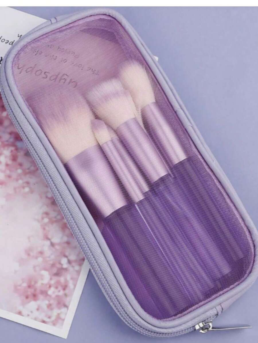 1 件网眼化妆包洗漱包，网眼化妆刷包旅行洗漱牙刷收纳包多功能多用途化妆包大容量便携式大号化妆品旅行包，化妆刷包收纳包可折叠化妆包用于存放刷子、剃须刀和男女通用收纳盒化妆包化妆包化妆品收纳盒化妆品收纳