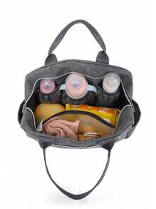 1pc Solid Color New Nylon Mommy Bag Multifunctional Tote With Dry & Wet Separation, Large Capacity Diaper Bag - Multicolor - View 7