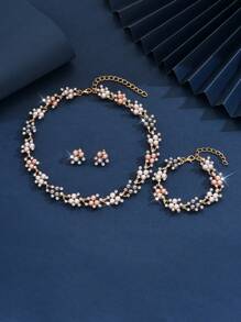 4pcs Women Wedding Party Pearl Jewelry Set