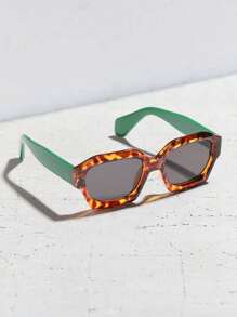 1 pieza Gafas de sol de estilo retro y bohemio con bloques de color antirreflectantes, adecuadas para playa, fiesta, viaje, gafas de moda para verano, vacaciones en la playa, exteriores, viajes