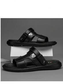 Men's Outdoor Sandals Lightweight Casual Breathable Slippers Slip-On Slippers High-Level Sandals For Beach Walking Travel - Black - View 2