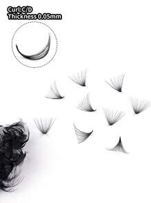 300片/盒 C/D捲度 0.05mm厚度 10D/12D/14D/16D/18D/20D/30D/40D 成品睫毛簇 DIY睫毛簇 自然輕盈 超柔軟 適合日常、派對、音樂節等場合 手工睫毛簇 單根睫毛 假睫毛 - 黑色 - 查看 5