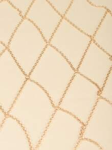 1 件时尚金属几何网状比基尼身体链，性感多层镂空胸项链，适合海滩度假 - 金色 - 查看 8