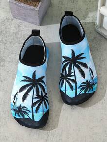 أحذية مائية لا تنزلق للسباحة والغطس مطبوعة بشكل أشجار النخيل - أزرق غامق - مشاهدة 2