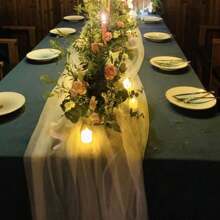1pc Table Runner - Landscaping Mesh Gauze - Mall Atmosphere - Stage Decor - Table Runner - Background Soft Gauze - Outdoor Photo Shoot - White Chiffon Curtain - Suitable For Decoration, Wedding Backdrop Decor, Tabletop Decor