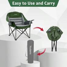 Oversized Camping Chair, Portable Folding Camping Chairs With Side Pocket, Cup Holder And Carry Bag, Heavy Duty Outdoor Camping Chairs For Adults, Fishing, Sports, Trip, Up To 400lbs - Green - View 5