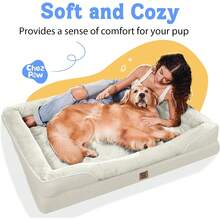 Washable Orthopedic Large Dog Bed - Dog Beds Large Sized Dogs With Removable Cover Waterproof Pet Bed With Bolster For Extra Large Pet - Be - Xem 6