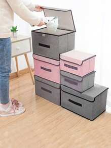 1pc Foldable Fabric Storage Box With Lid And Dustproof Cover, Suitable For Bras, Socks, Closet And Bedroom Organization & Decor, Autumn Decoration, Holiday Decoration, Room Decor, Home Decor, Bedroom Decor, For Clothing, Lingerie, Socks, Portable Dust-Proof And Moisture-Proof Organizer, A Gift For Women Or Men