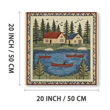 1 Pc, 3-4 Designs Of Scandinavian Cabins And Canoes On A Lake, Original, Canvas, Wall Art, Living Room Wall Decor, Bedroom, Bathroom, Framed Wall Newspaper, Art Prints, Wall Art, Home Decor, Holiday, Gifts. Home Decorat 1 - Multicolor - View 11