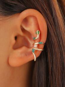 1 件精美蛇形十二生肖珍珠夹式耳环，适合女士，简约设计，高端质感，适合 2025 年生肖