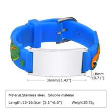 1 pieza Brazalete/Pulsera de acero inoxidable con silicona con patrón lindo grabado con láser con nombre personalizado, longitud de 13-16.5cm, Identificación médica roja, nombre personalizado, adecuado para uso diario, regalo de regreso a la escuela, rojo/azul/rosa - estilo - Ver 7