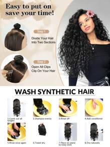 nimoki 6 piezas de extensiones de cabello con clip, extensiones de cabello sintético rizado de 26 pulgadas, piezas de cabello largo, suave y grueso para mujeres - Multicolor - Ver 10