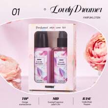 Women's 2-Piece Hydrating Body Lotion & Fragrance Mist Set - Nourishing Skin Care Duo, Travel-Friendly Portable 75ml X2 (Lotion + Parfum Spray) - Red Violet - View 3