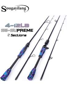 SOUGAYILANG 2 Sections Medium Graphite Composite Fishing Rod: 1.8M Versatile For Spinning & Casting, With Camouflage EVA Grip And Smooth Transition Design - Multicolor - View 2