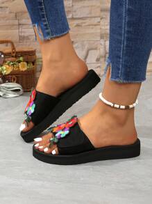 Women's Hook & Loop Strap Slide Sandals, New Fashion Versatile Summer Slippers, Casual Beach Sandals, Comfortable Party Slip-On Shoes