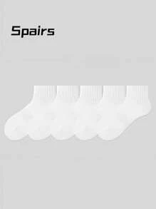 1/5/10 Pairs Classic Black & White Women Short Socks, Plus Size Breathable Casual Sock For Ladies, Spring/Summer/Autumn, Sports Style, Unisex Mid-Calf Socks, Versatile, College Style - Multicolor - View 21