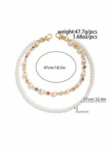 1pc Men's Faux Pearl Inlaid Gem Multi-Layer Metal Cross Pendant, Fashion Accessory, Punk Style Pants Chain, Key Chain, Waist Decor