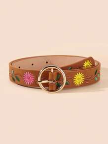 1PC Girl's Spring Embroidered High-End Belt, Retro Embroidered Flower Belt,Thanksgiving Belt - Multicolor - View 1