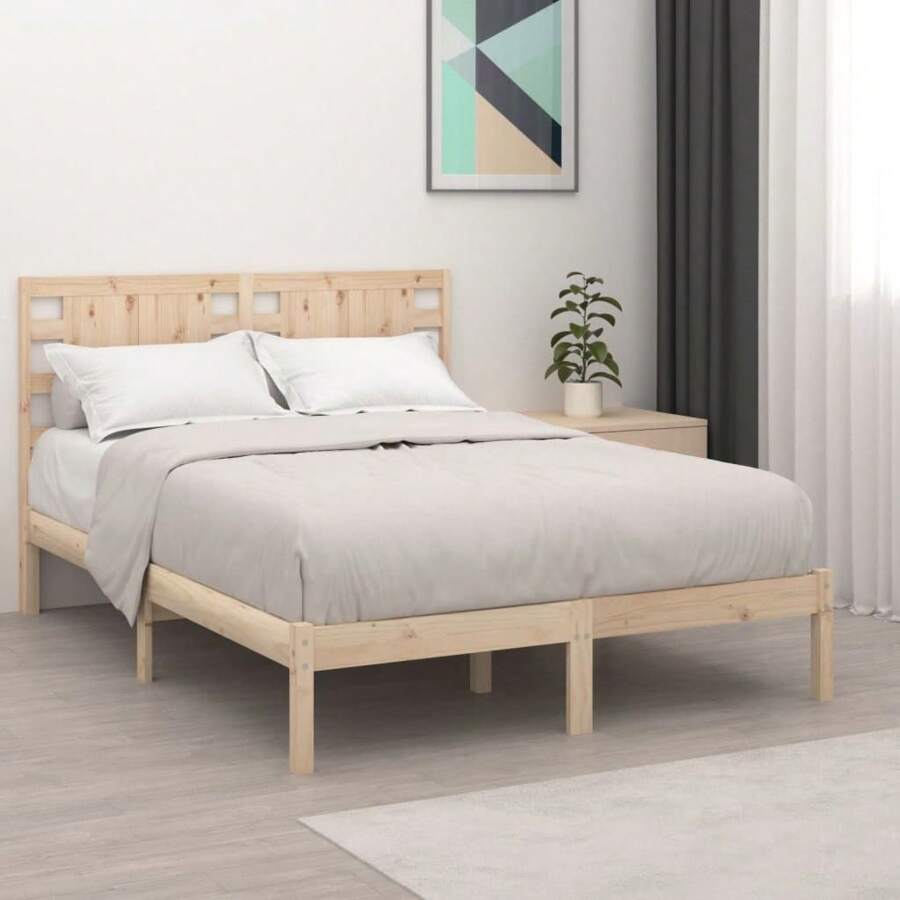VidaXL Solid Wood Bed Without Mattress 200x200 Cm Pine - 棕色 - 查看 1