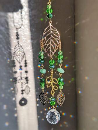 1st Utomhus Trädgårdsdekor Monsterträdlöv, Crystal Plant Car Backspegel Hängande Växtdekor, Livets Träd Hemhängande dekoration