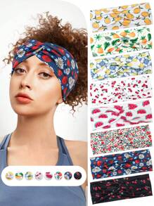 1 Stück/4 Stücke Damen Stirnband für Alltag & Outdoor Sport, Obst Motiv: Zitrone, Wassermelone, Kirsche, bunte Haarzubehör