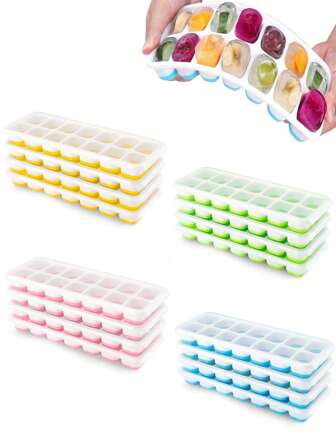 1/4/6 pièces Moule à glaçons en silicone, moule multifonctionnel en ménage pour chocolat avec couvercle amovible, bacs à glaçons empilables pour le congélateur, accessoires de cuisine essentiels, indispensable pour un appartement