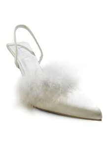 Sandales à talons hauts à bout pointu décorées de peluche mode. Sandales d'été élégantes pour femmes