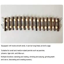 Escaleras de madera de manzana Natural para pájaros, mascotas, loros, juguete de escalada, bolas coloridas colgantes, juguetes para loros, periquitos, cacatúas - 39 cm x 8 cm - Ver 5