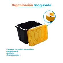 Kit 2 Cajas Almacenamiento 42L Tapa Multiusos Resitente - Amarillo - Ver 5