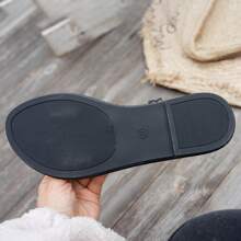 2025 New Summer Simple Versatile Peep Toe 2-In-1 Roman Beach Flat Sandals - Black - View 6