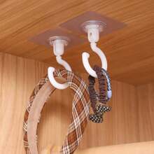 3pcs Multi-Purpose Adhesive Hooks, Rotatable Ceiling Mounted Hanging Hooks, Strong Sticky Hooks For Kitchen, Bathroom, Wall, Key, Clothes Hanger, Random Colors