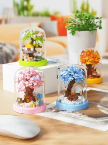 Un set de 1129 piezas de bloques de construcción con micropartículas de una casa del árbol de las cuatro estaciones, juego de construcción para adultos (+14 años), para construir una mágica y dulce casa del árbol, ideal para decoración de la sala de estar, regalos de cumpleaños, regalos para amigos, familia y parejas, un regalo creativo para el Día de San Valentín