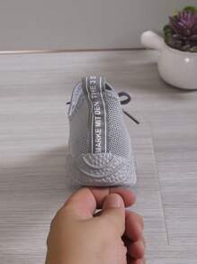 1 par de zapatos deportivos con cordones simples para niños y niñas, cómodos y duraderos, adecuados para la primavera - Gris - Ver 2