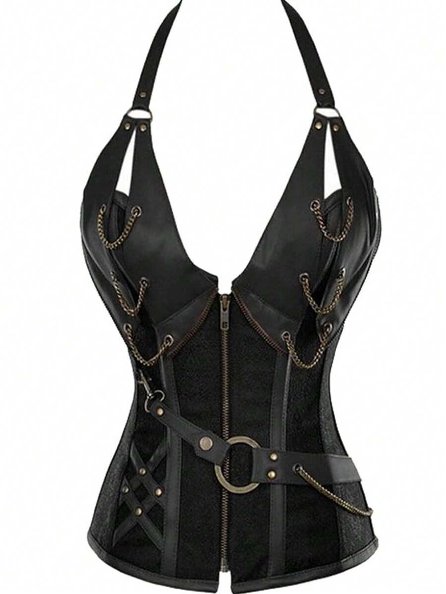 Alivila.Y Fashion Womens Steel Boned Retro Goth Steampunk Corset - màu đen - Xem 1