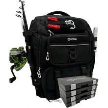 Fishing Backpack Fishing Tackle Backpack With Rod Holders 40L Tackle Bag With Cooler Fishing Bag Fishing Tackle Backpack Fishing Tackle Box Backpack Fishing Gear Jet Black - JetBlack1 - View 2