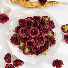 5/10 件人造花丝绸玫瑰头新娘花束材料假植物适用于秋季婚礼花瓶适用于家庭餐厅卧室装饰、节日生日派对配件、户外花园装饰