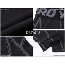 3 Pack Men's Compression Pants Tights Athletic Running Workout Leggings Quick Dry Sports Baselayer - Black - View 5