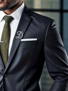 Vintage Versatile Men's English Letter Brooch, Suit Lapel Flower Badge, Unisex Fashionable Large Pin Clothing Accessory, High-End Suit Decoration, Sweater/Jacket Pins, Suitable For Parties, Weddings, Birthdays, Daily Wear, Holiday Gifts