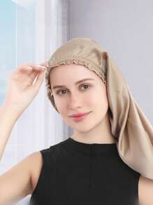 1 件装女士简约透气 100% 桑蚕丝夜间睡眠帽，长管发帽