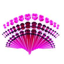 SWANJO 48pcs Heart Acrylic Ear Gauges Expander Black Clear Purple Pink 14G-00G Ear Taper Stretching Kits - 48pcs Set - View 11