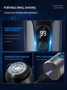 Afeitadora eléctrica para hombres, afeitadora eléctrica resistente al agua, recortadora de barba portátil y de viaje - Multicolor - Ver 6