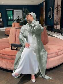 女士优雅长款泡泡袖睡袍，端庄长袍，春夏新品