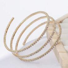 1pc European & American Fashion 3-Row Hollow Bracelet, Sweet Rhinestone Bangle, Charming Party Accessory, Ideal Gift For Girlfriend