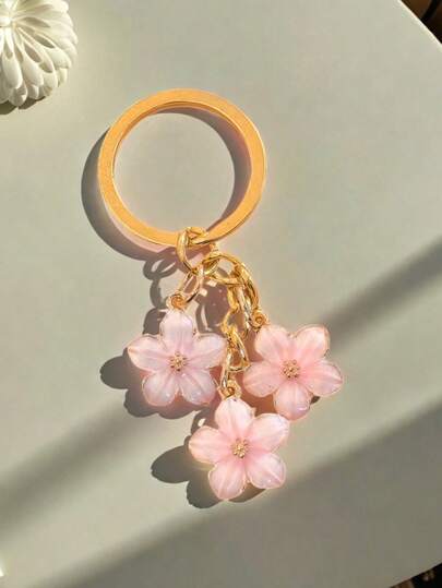 1pc Cherry Blossom Keychain, Minimalist Plum Flower Decor For Phone, Handbag, Accessories