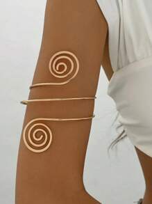 1 件时尚几何螺旋环绕式开口手镯，适合女士，金属光滑个性化臂环，适合日常、派对、节日佩戴，是馈赠佳品 - 手鐲 - 查看 6